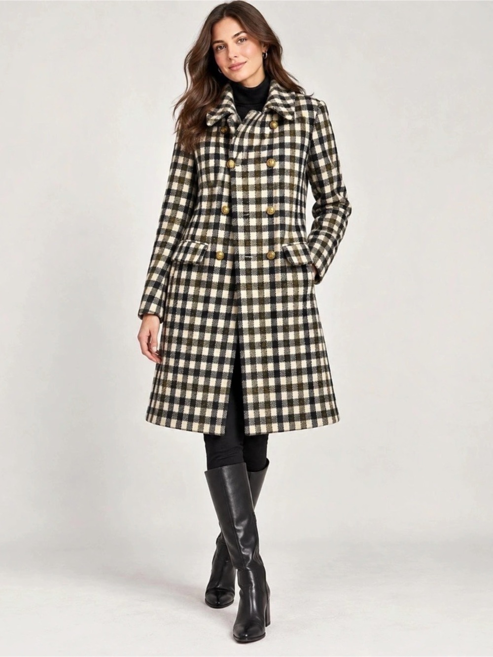 J.Crew Plaid 100% Wool Double-Breasted Coat size 12